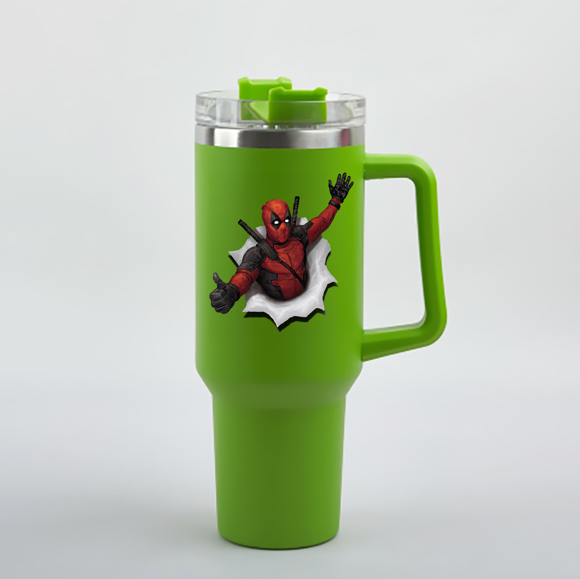 （画像用） Deadpool デッドプール 1200mL車用タンブラー - クリスタルステッカー（プラスチックストロー付き）